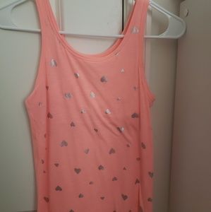 Salmon with silver hearts sleeveless shirt